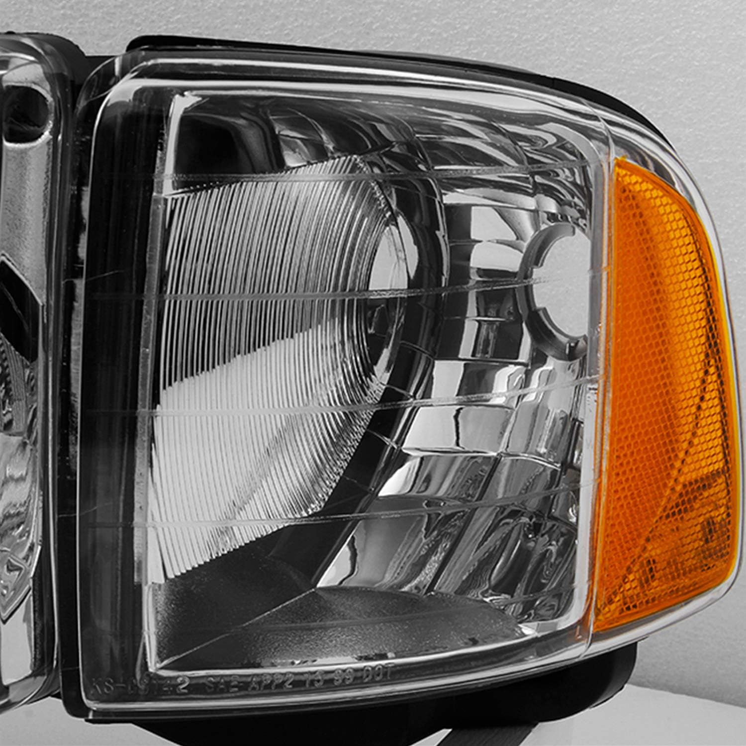 AKKON - Fits 1999-2001 Dodge Ram 1500 Sport Models Chrome Headlights +Red Clear Tail Lights Pair Left+Right combo