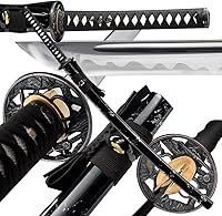 Vista 16 de Espada Katana Tradicional Forjada a Mano con Templado de Calor/Arcilla Verdaderas Katanas de Acero al Carbono 1060/1095 T10, Afilar, Espiga