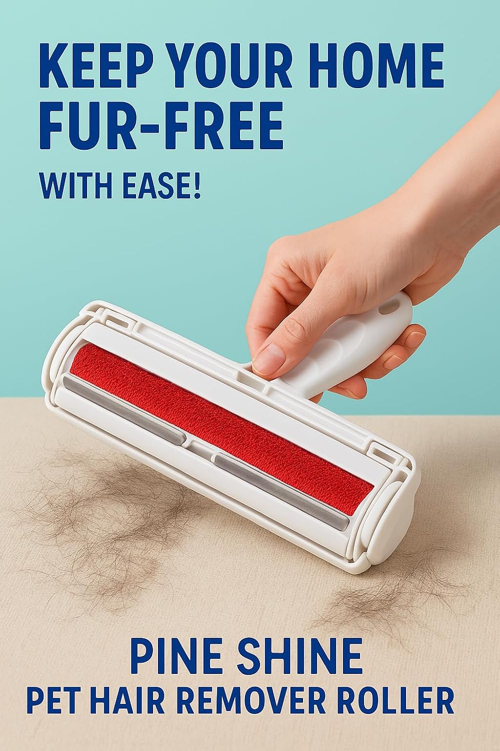Roller Pet Hair Remover - Reusable Lint Roller for Cat & Dog Hair on Furniture, Couch, Carpet, Car, Rugs & Bedding – Portable Upgraded Grip, Pet Hair Roller, Remove Dog Hair and Cat Hair Easily