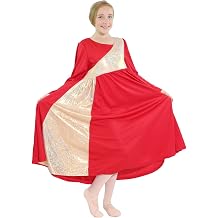 Danzcue Girls Shimmery Asymmetrical Bell Sleeve Dance Dress