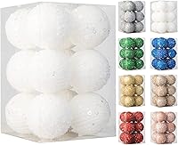 Vista 15 de Adornos de bola de Navidad de 3.15 pulgadas, con purpurina inastillable, adornos para árbol de Navidad, bolas colgantes de Navidad, decoraciones