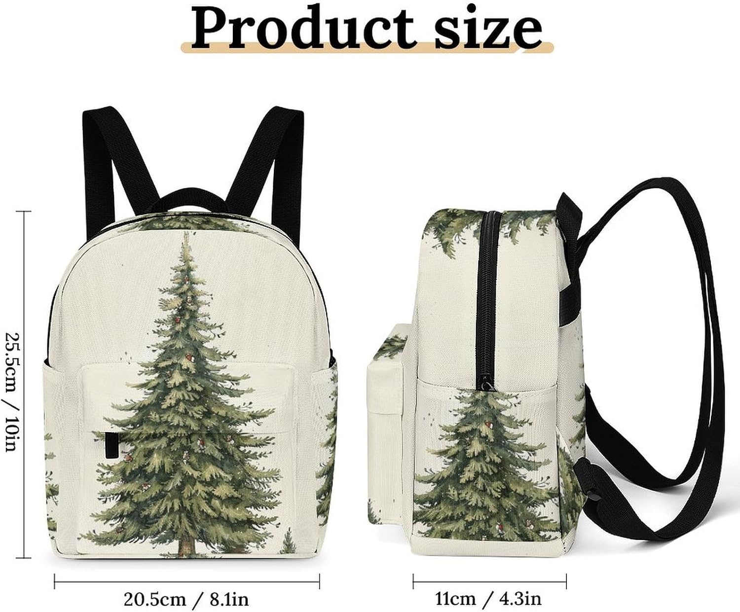 Waterproof Mini Backpack for Women - 10 Inch Oxford Lightweight Daypack Cute Bag Small Daypack Tall Pine Tree Small Backpack Purse for Travel Work Weekender