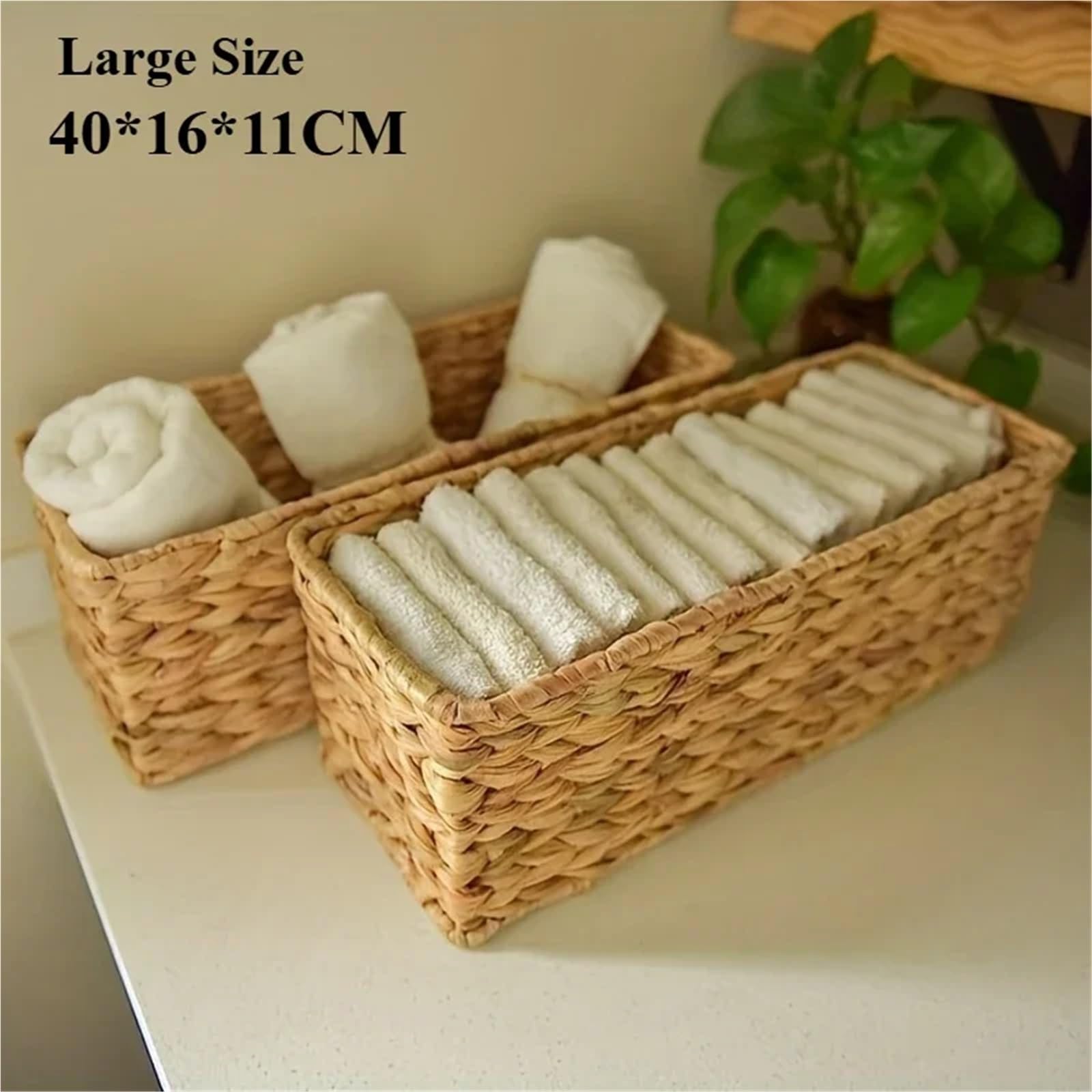 Große Aufbewahrungsbox aus Rattan for die Küche, Obstschalen, Pilz-Rattan, Wäschekorb, Pflanzenkorb, Weidenkörbe, Blumenkorb, Schreibtisch, rechteckig FüR KüChe
