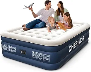 Queen Air Mattress with Built in Pump, 18" Elevated Height, 48Hr Leak-Tested, Honeycomb Coil Support, 800 lbs Capacity, Fast 3-Min Inflation–Blow Up Mattress for Guest Room & Sleepover