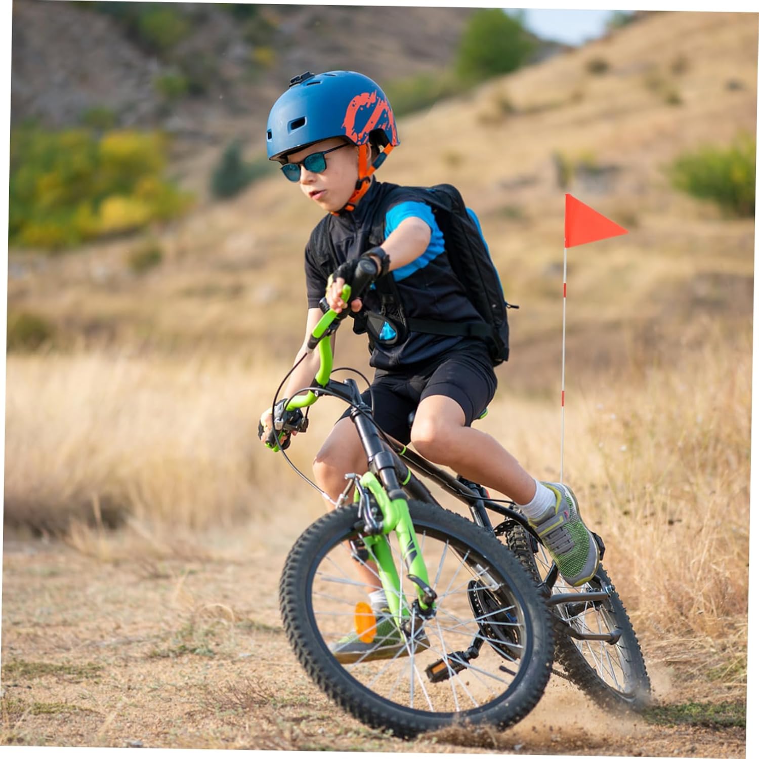 Boys and Girls Bicycle Safety Flags with Fiberglass Pole High Visibility Reflective Bike Flags for Cycling and Trailer Use 2-Piece Set for Childrens Bikes Scooters and Strollers