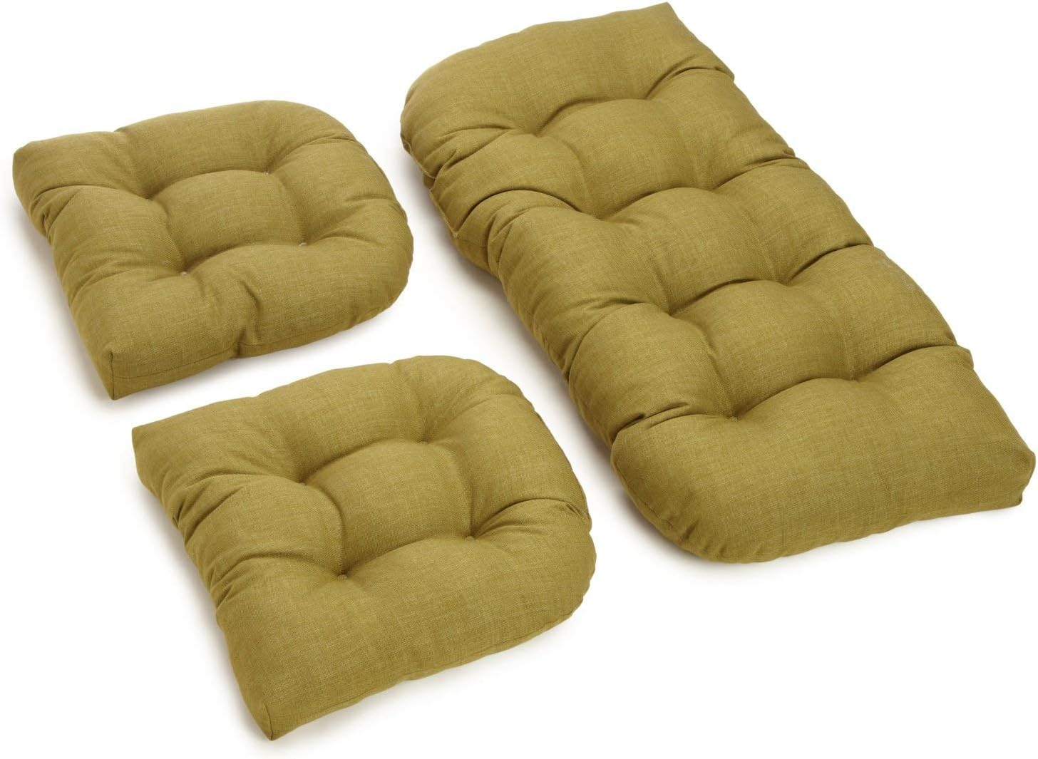 Blazing Needles Indoor/Outdoor Rounded Back Settee Cushion Set, Avocado 3 Count