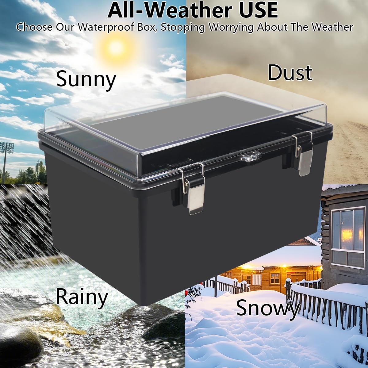Junction Box,IP67 Waterproof Electrical Box Hinged Clear Cover Stainless Steel Latch Project Box Enclosure with Mounting Plate & Wall Bracket, Black 11.8 x 7.9 x 6.7inch(300x200x170mm) — Amazon image 7