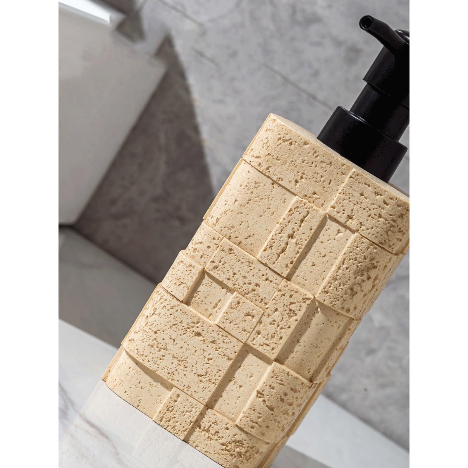 Dispenser di sapone da banco dispenser di sapone per le mani vintage, 396,9 g, beige liquido bianco, bottiglie di shampoo per bagno e cucina, dispenser di sapone liquido ricaricabile (Wei)