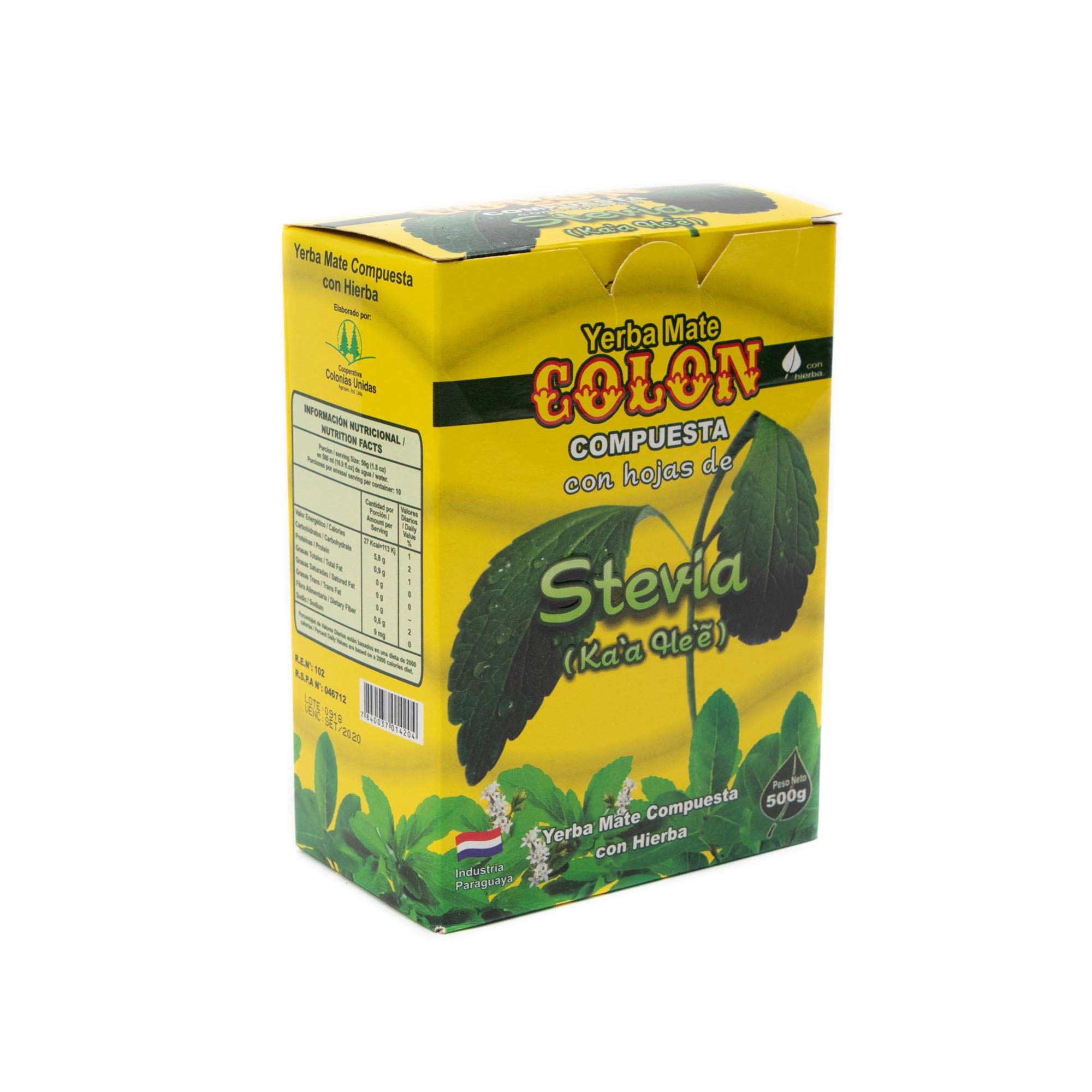 Colon- Yerba Mate compuesta con Hojas de Stevia- 100 % Producto Paraguayo - 500 g