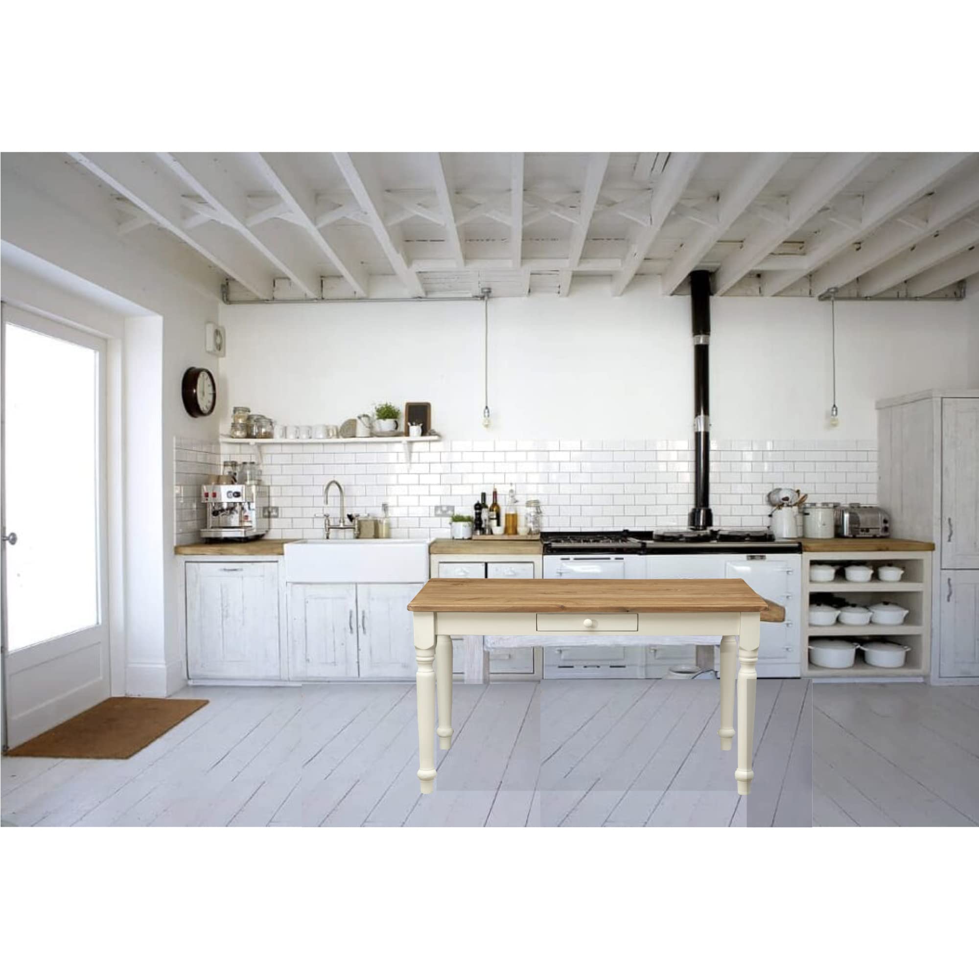 Biscottini Esstisch Holz 140x80x80 cm Made in Italy - Küchentisch Holz mit Schublade - Esszimmertische massiv - Massivholztisch Esszimmer - Wohnzimmertisch handwerklich