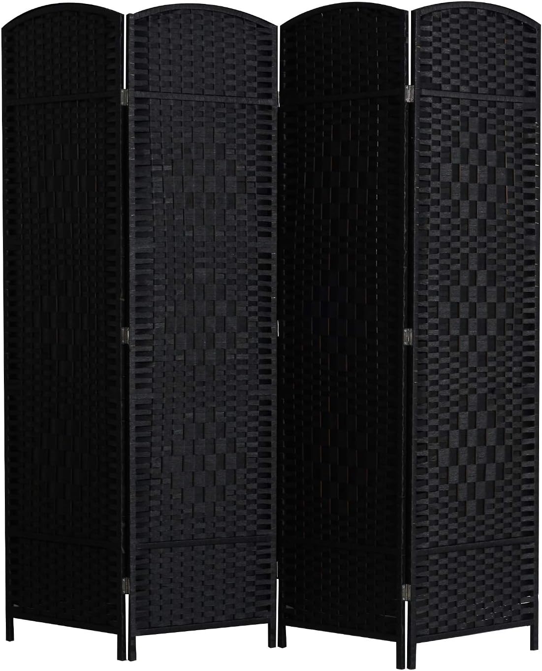 6 ft. Tall Room Divider and Folding Privacy Screen, Weave Fiber Foldable Panel Wall Divider with Diamond Pattern Weaved & 4 Panel Room Screen Divider Separator, Freestanding Room Divider…
