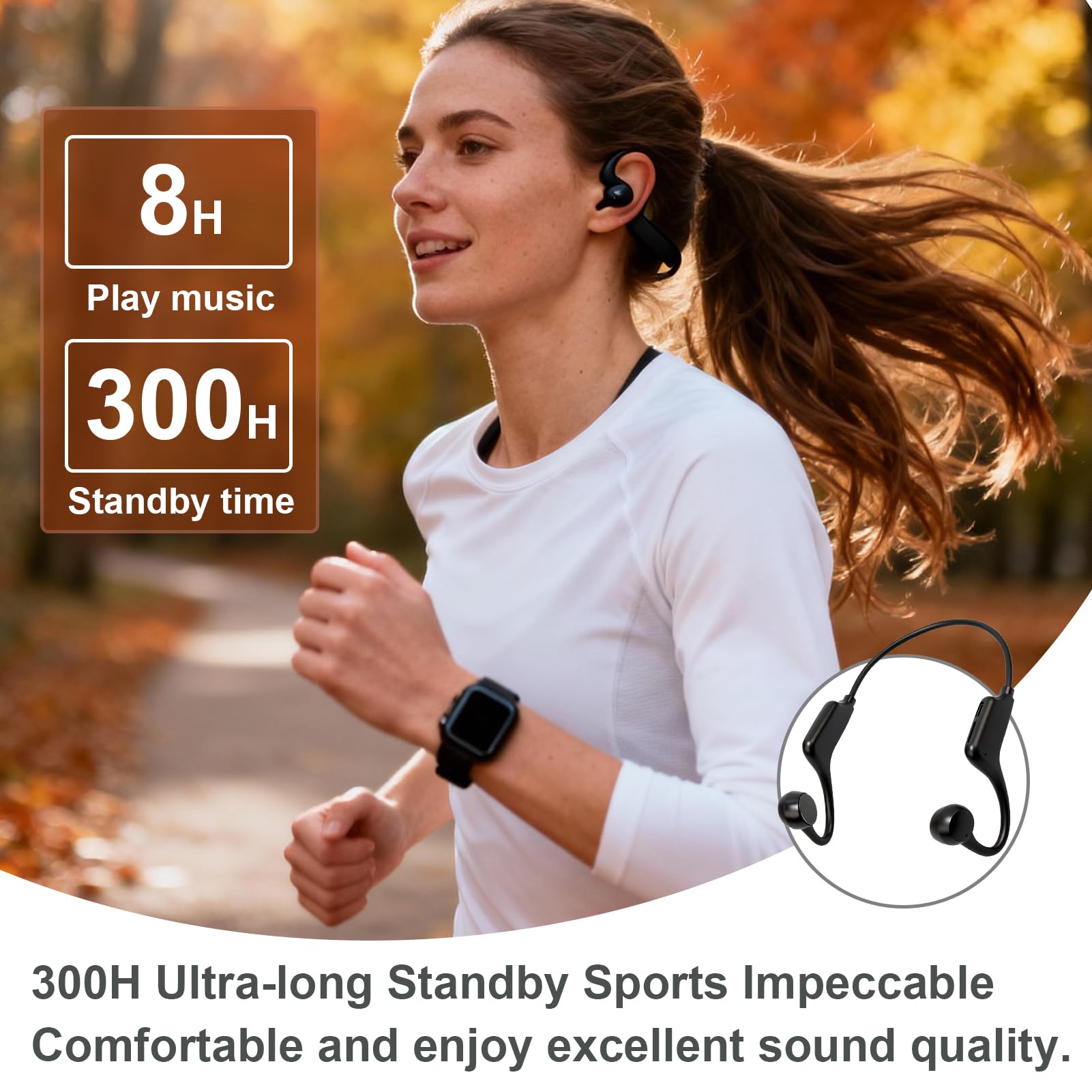 Cuffie Conduzione Ossea Bluetooth 5.3, Auricolari a Conduzione Ossea Sport con Microfono, IPX8 Impermeabile per Nuoto, Corsa, Ciclismo, Cuffie Nuoto Open-Ear HiFi Stereo, Ricarica Rapida USB-C