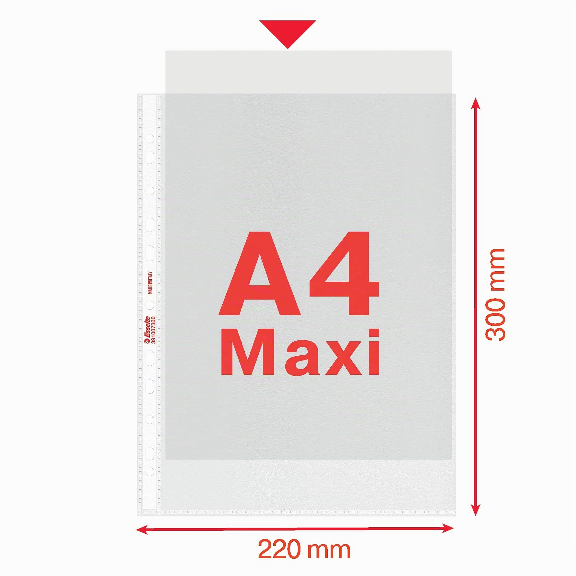 Esselte Buste Perforate Standard, in PPL Antiriflesso, per Archiviare e Conservare Documenti in Formato 22x30 cm, Confezione da 400 Buste, 391007300