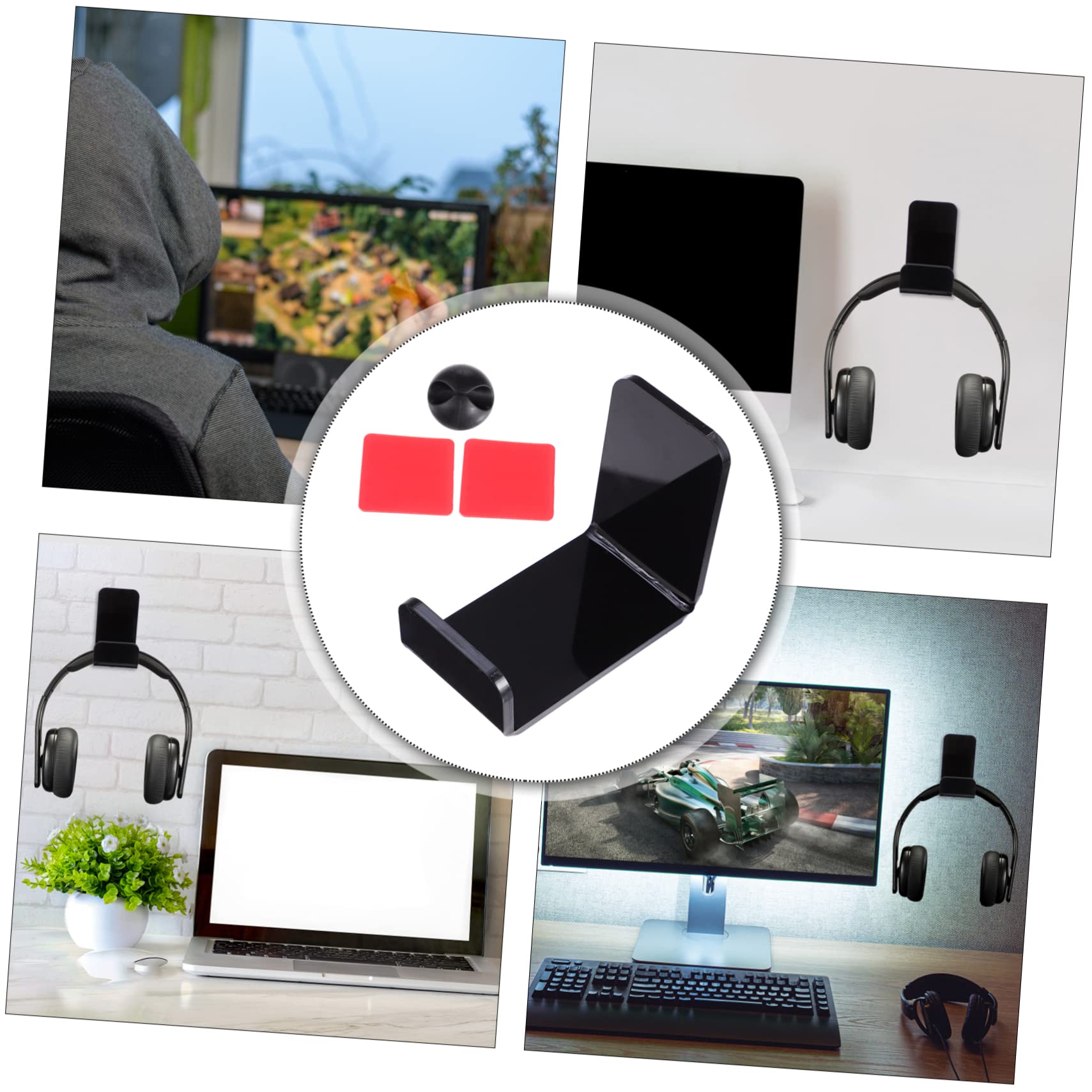 Hemobllo 6pezzi Supporto Adesivo Per Cuffie Da Gaming Gancio Per Headset Facile Installazione e Spazio Ordinato Per Scrivania e Ambienti Gaming