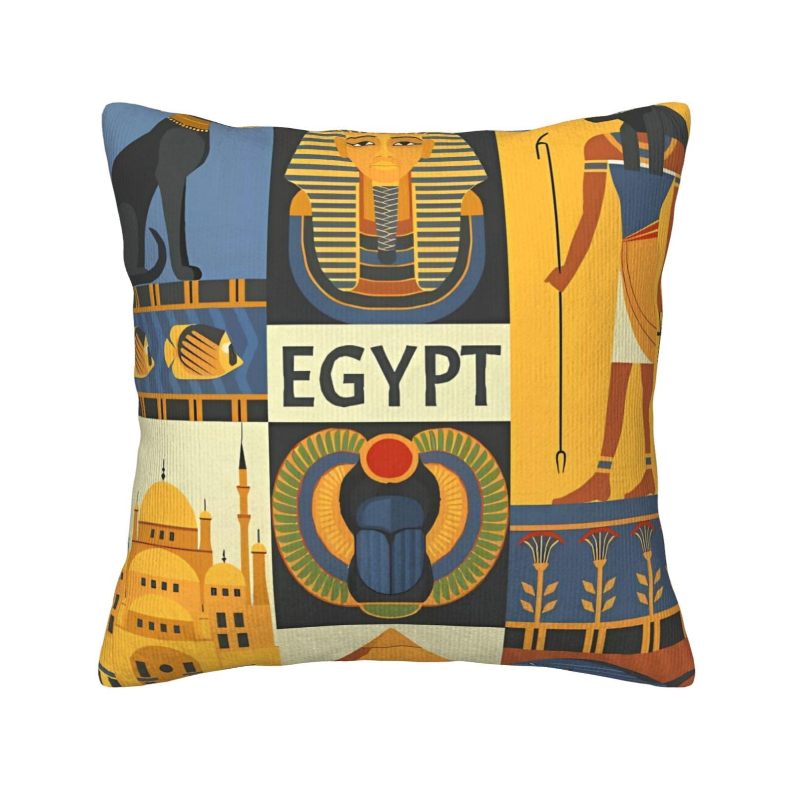 Housse de coussin velours côtelé Kururi salon canapé chambre Égypte ancienne