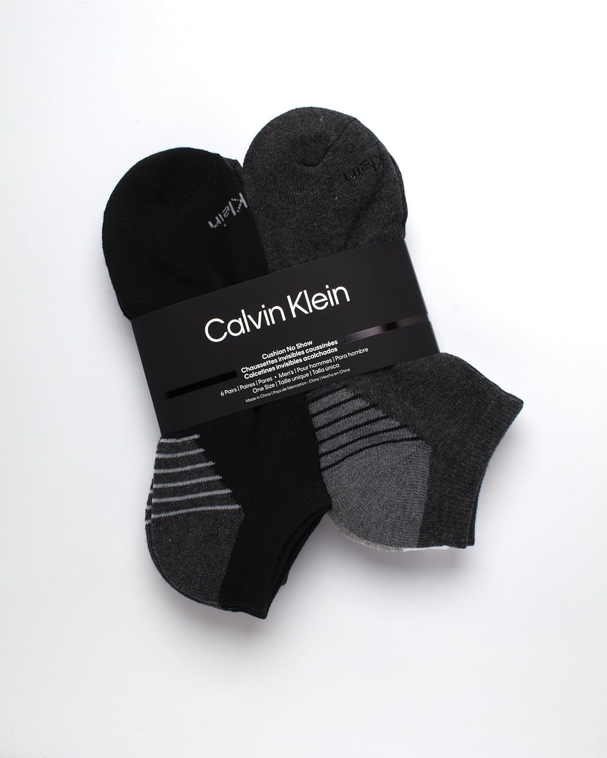Calvin Klein Mens No Show Socks - 6 Pack Lightweight Cushioned Low Cut Socks for Sneakers, Loafers, Boat Shoes (Size: 7-12) Black/Grey/White 7-12 image 2 of 7 B0DK9YCR3X