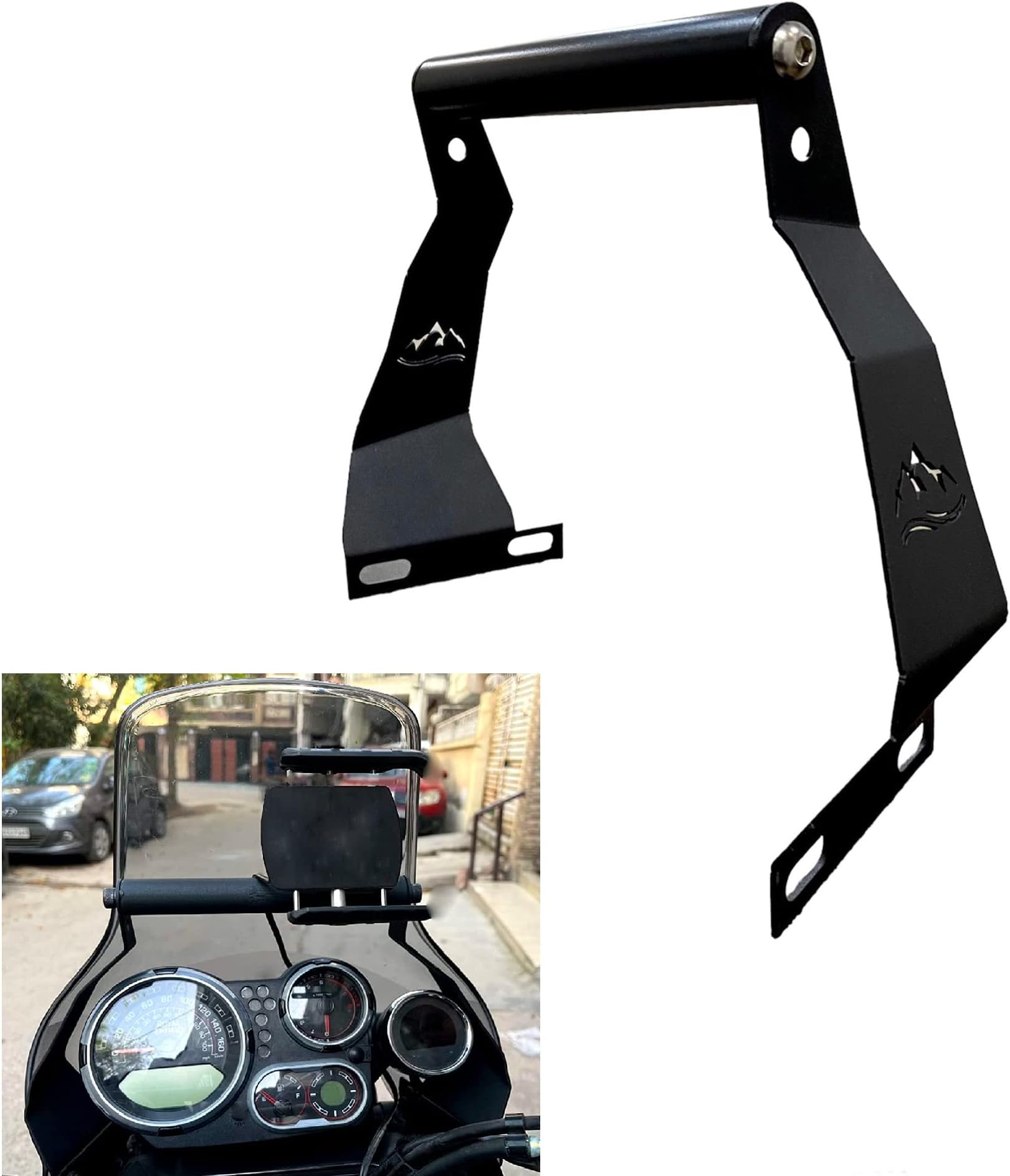 SGTB GPS Phone Mount for RE Himalayan 411cc Heavy Metal Frame Black BS6