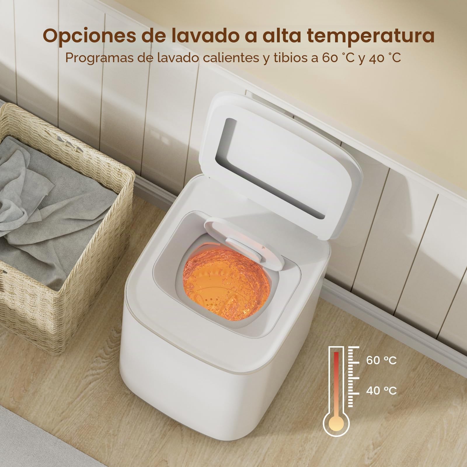 HAVA Mini lavadora, 3 kg de capacidad, pequeña lavadora y centrifugador, totalmente automática con 8 programas, función de lavado en caliente y bomba de drenaje, ahorra espacio para apartamentos