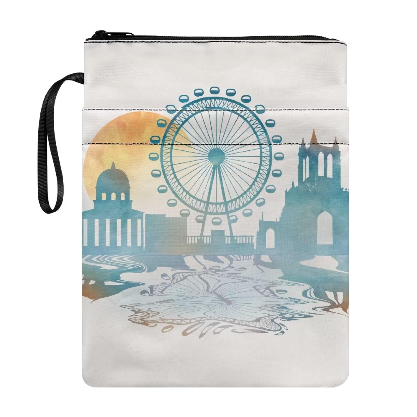 COEQINE Kids Book Sleeves Book Cover Book Pouch, The London Eye Pattern for UK, Teenage Book Sleeves for School — image 1