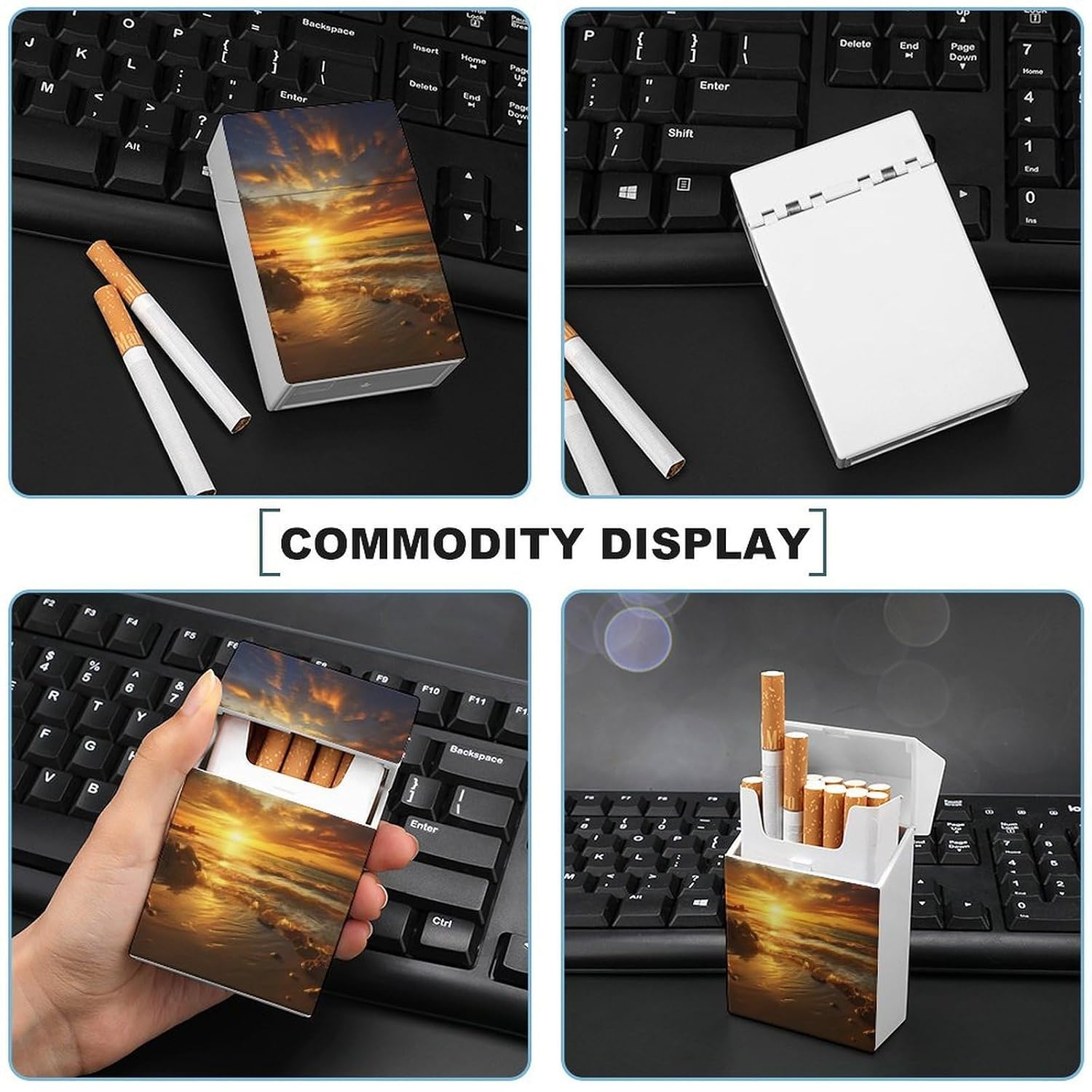 Gold Sunset Portable Flip-Top Cigarette Case for Office image 5