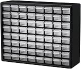 Akro-Mils 64-Drawer Plastic Drawer Storage Cabinet for Garage Organization, Bead Organizer, Building Bricks Storage, Teacher Toolbox, Makeup Organizer, 20' W x 6' D x 16' H, 10164 Black Black 64 Drawer 1 Pack