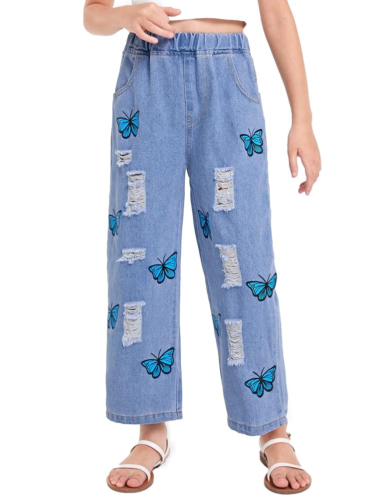 Amazon.com: WDIRARA Girl's Butterfly Print Elastic Waist