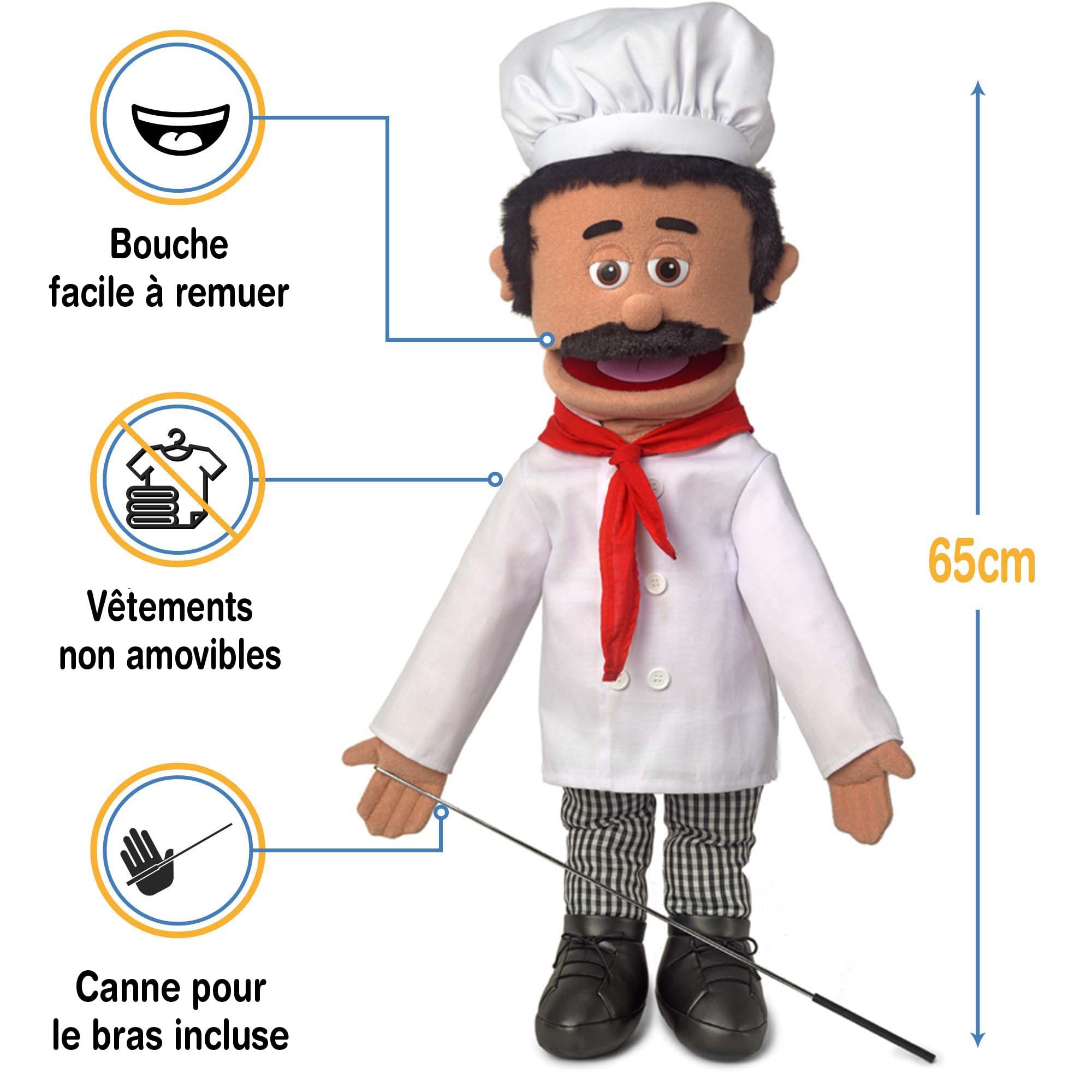 Marionnette style ventriloquiste Chef Luigi, 65 cm