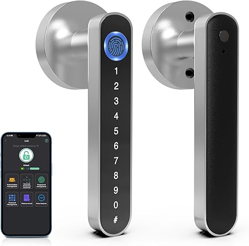 Miniatura 8 de eLinkSmart Cerradura de perilla de puerta de huellas dactilares, entrada inteligente sin llave con mango de teclado de código, palanca de bloqueo