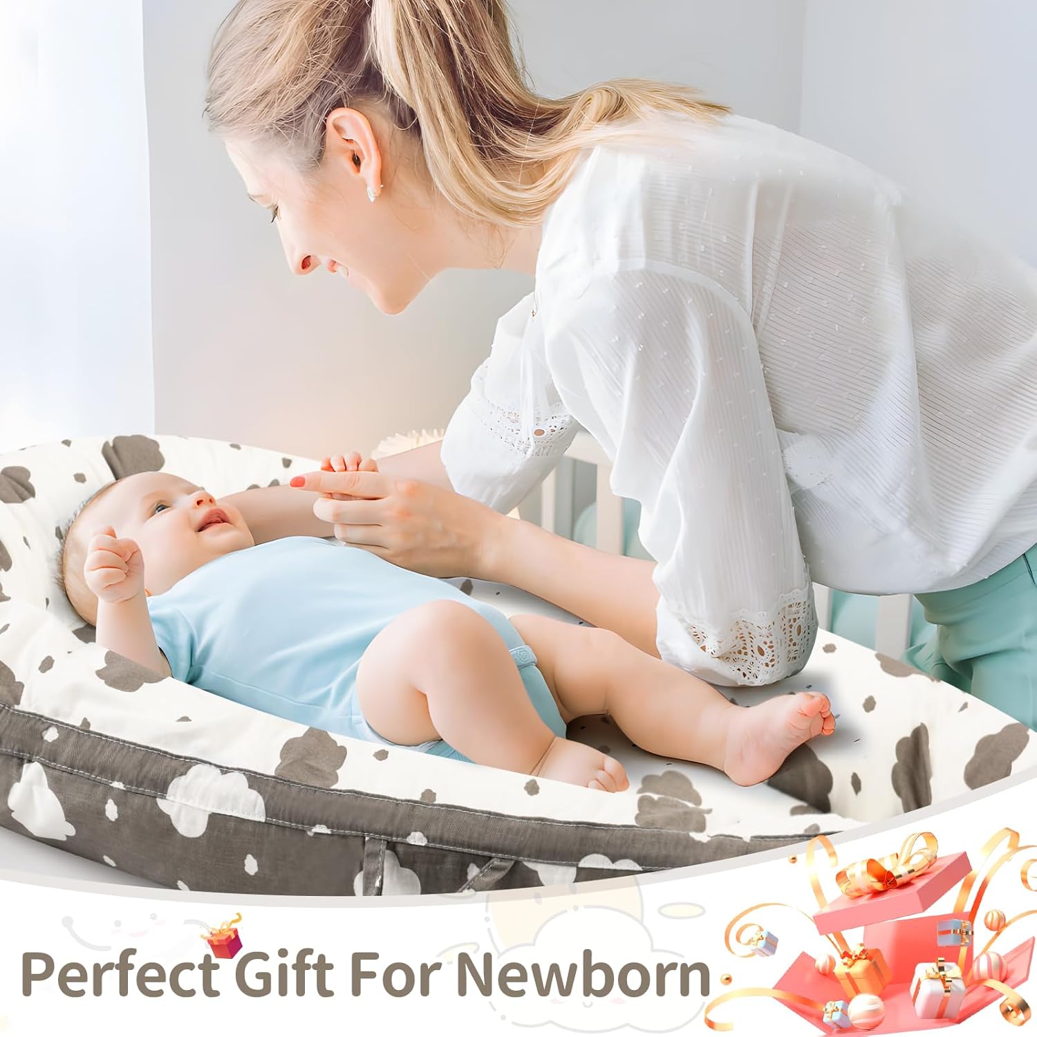 Baby Lounger- Baby Nest for 0-24 Months, Ultra Soft Organic Cotton Breathable & Portable Baby Lounger, Baby Lounger Pillow for Newborn - Image 5