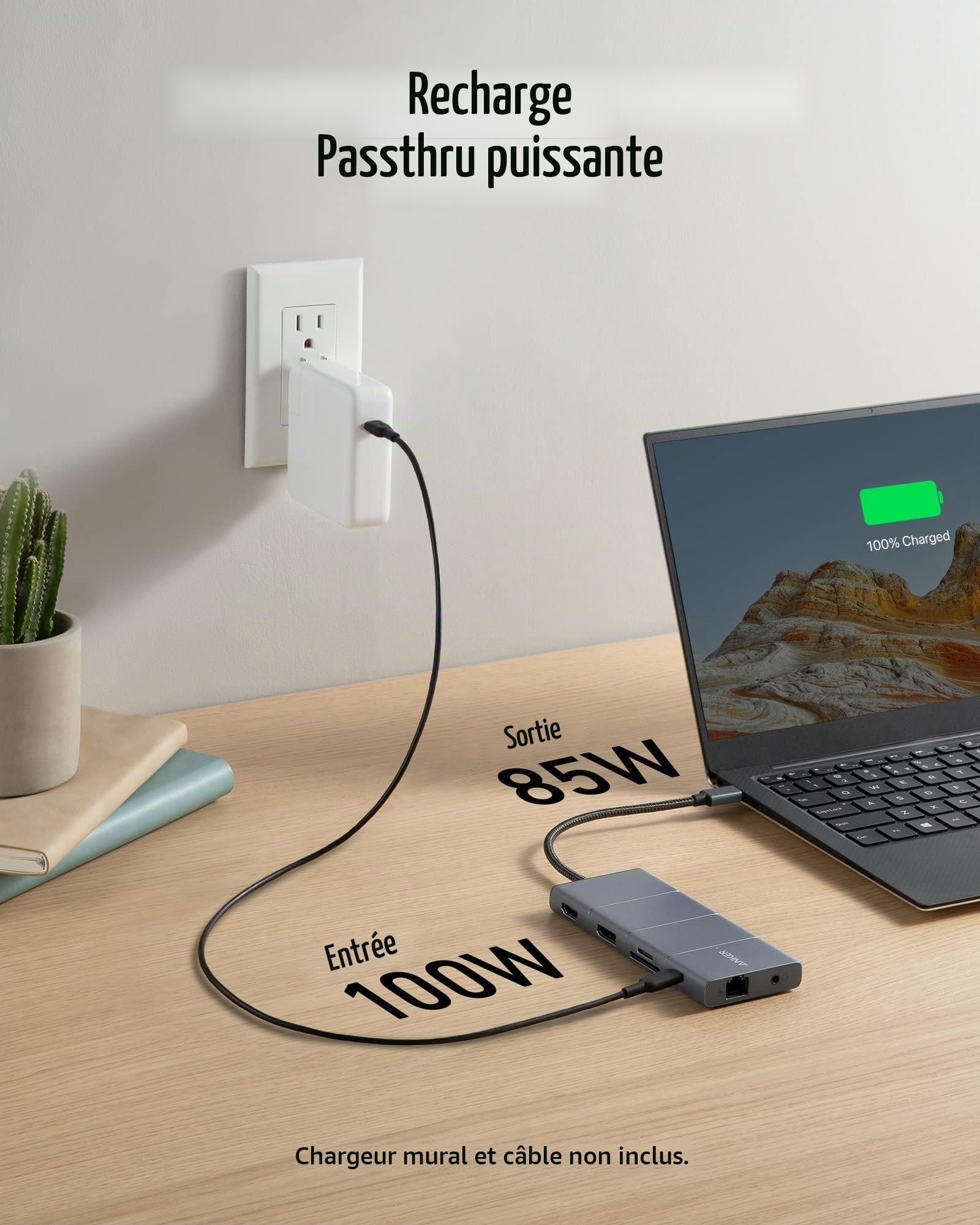 Anker Hub USB-C 565 11 en 1-10 Gbps - Port de données USB-C et USB-A - HDMI 4K - DisplayPort, 100 W - 2 données USB 2.0 - Ethernet, AUX, microSD et SD - Convient pour MacBook Pro et Plus Encore