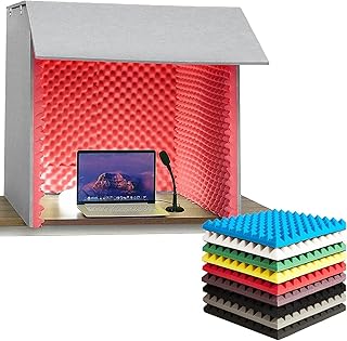 Cabine à Prova De Som Portátil,Painéis De Espuma à Prova De Som,Cabine De Voz,Atenuação De Som,Painel De Espuma Acústica Com Absorção De Som Para Microfone,Para Escritório, Estúdio,Red