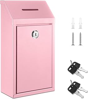 Metal Money Donation Cash Box Collection Safe Suggestion Box with Lock W...