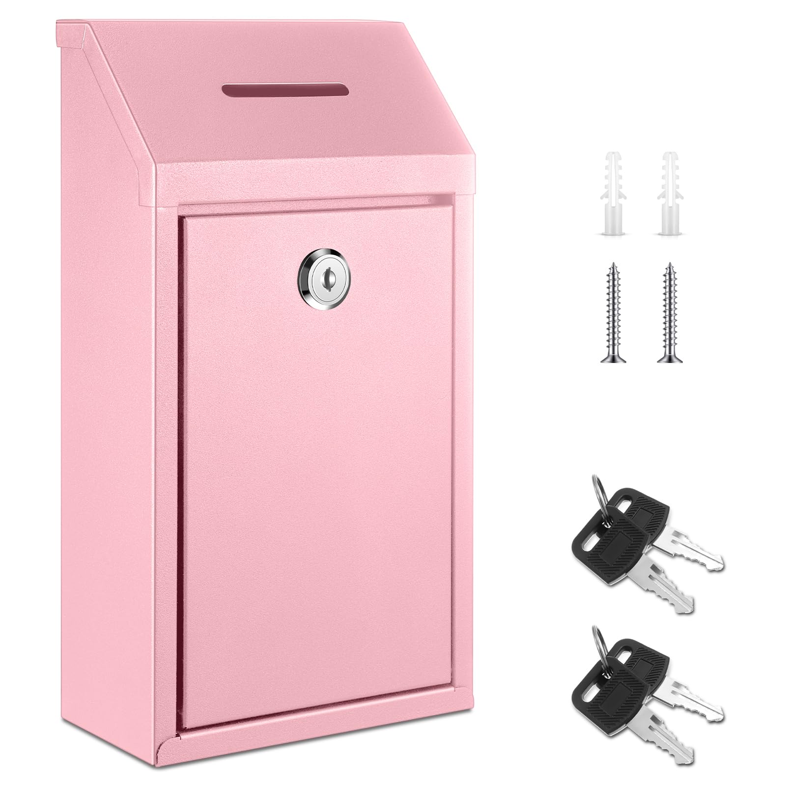 Yaocom Metal Money Box,Pink,10.24 x 5.71 x 2.95 Inch,No Lid