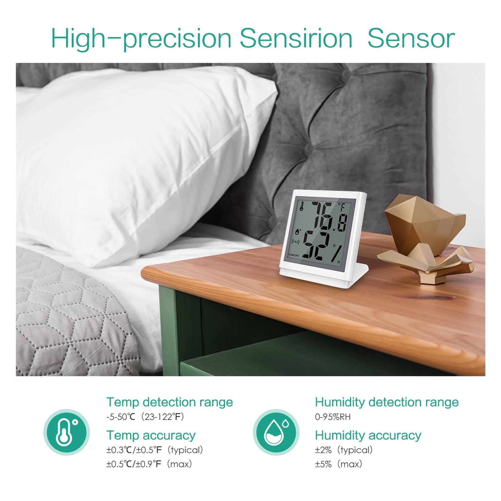 Termometry basenowe Smart Bluetooth Termometr higrometr LCD Wyświetl czujnik do pomalowania na zewnątrz alarmu wilgotności wilgotności do odkrytych i krytych basenów, spa, jacuzzi