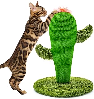 LIFLIX Cactus Cat Scratching Post, 17'' Cute and Fun Sisal Cat Scratcher for Indoor Cats and Kittens
