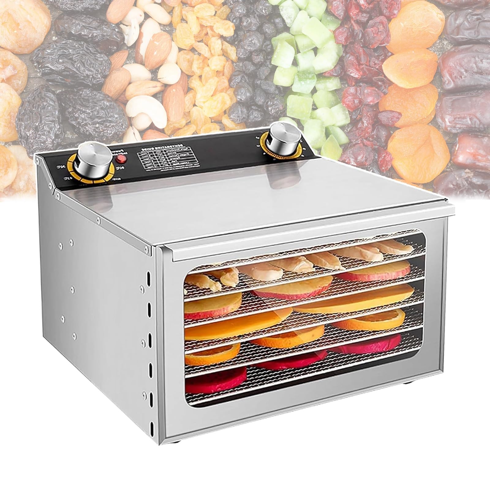 Deshidratadores de alimentos, deshidratador comercial de alimentos de 6/8/12 capas, liofilizador de 1000 W para el hogar con temporizador de 24 horas y temperatura máxima de 194 °F, circulación de 3