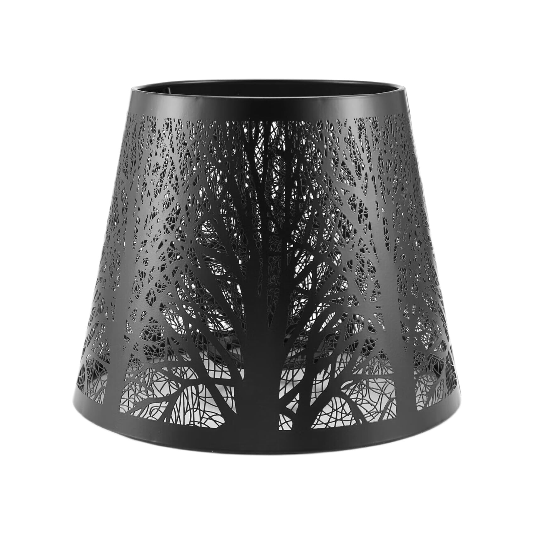 MOLERRI Small Lamp Shade, Metal Lampshade with Pattern of Trees for Table Chandelier Wall Lamp Black
