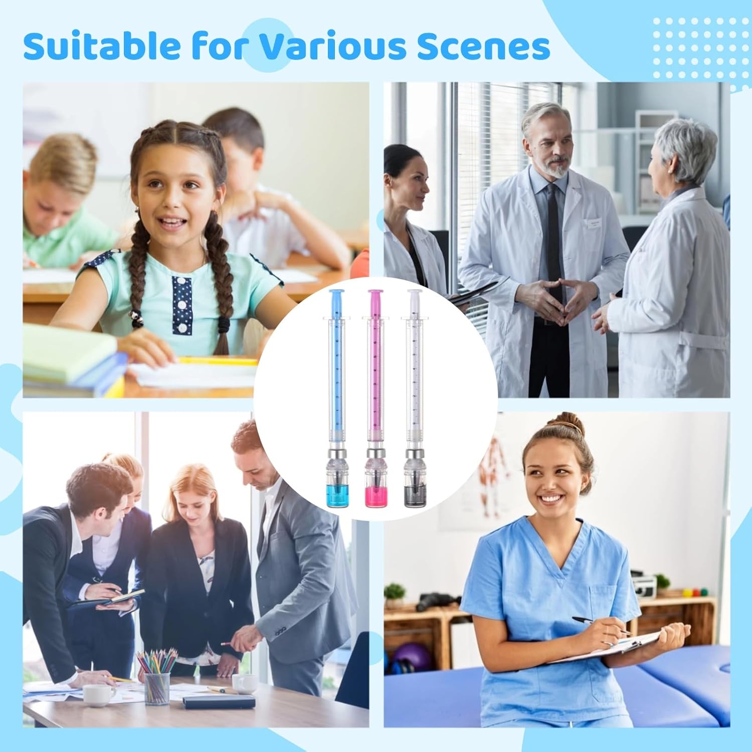 36 PCS Syringe Pens, 0.5mm Black Ink Syringe Pen, Gel Pen with Cap, Multicolor Fun Nurse Pens, Imaginary Doctor Play Syringe School Novelty Pens Office Supplies, Party Favors Small Presents