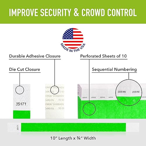 Miniatura 2 de Pulseras Wristco de Tyvek Verdes de Neón de 34de pulgada  Verde Neón