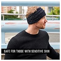 Vista 4 de CHARM Diadema turbante de algodón orgánico - Banda de pelo de punto de quimioterapia para mujer, envoltura de cabeza Negro