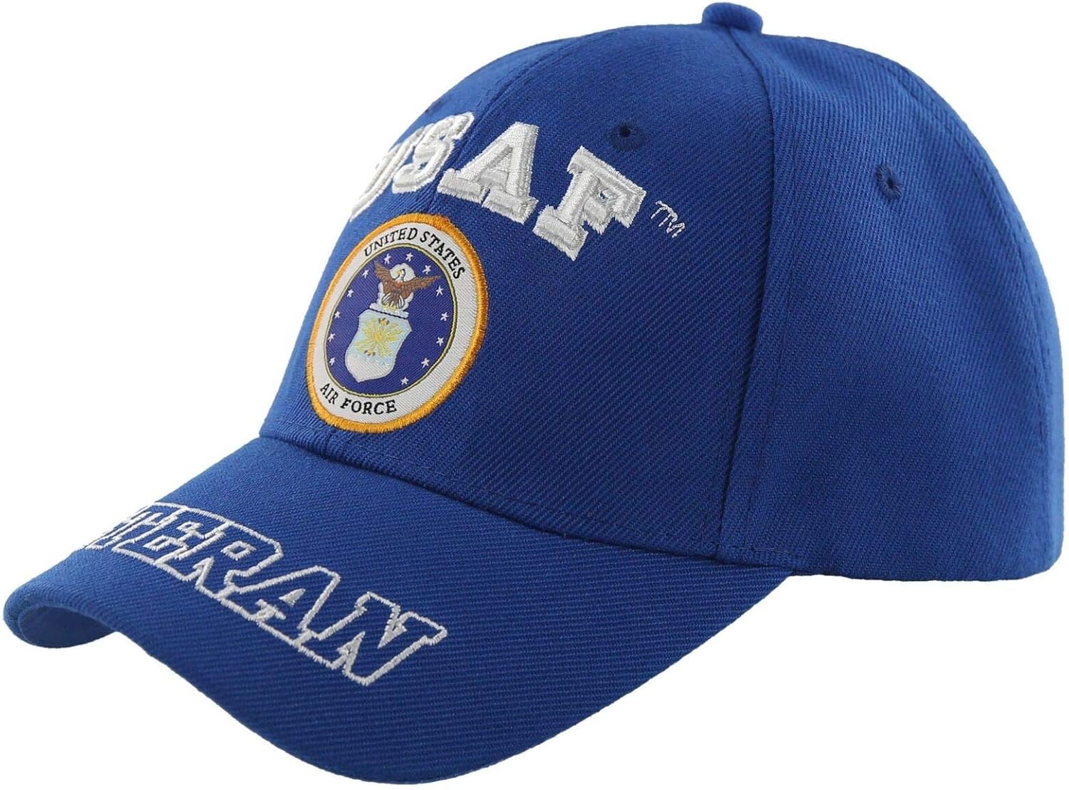 USAF United States Air Force Veteran Blue Baseball Cap Hat | Licensed (Solid Blue) - Image 2