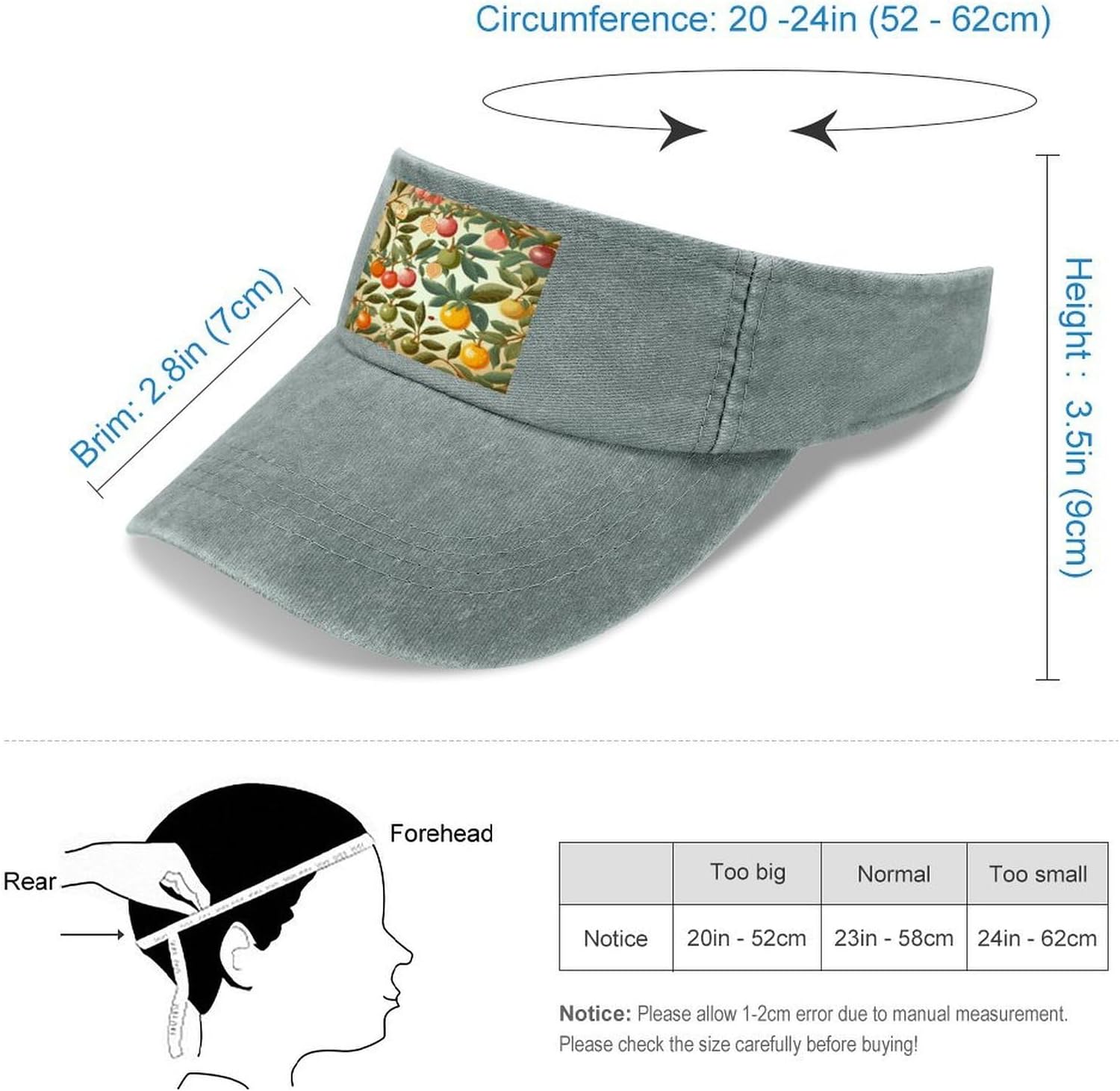 Plants and Fruits Sun Visor Hat for Men Women image 2