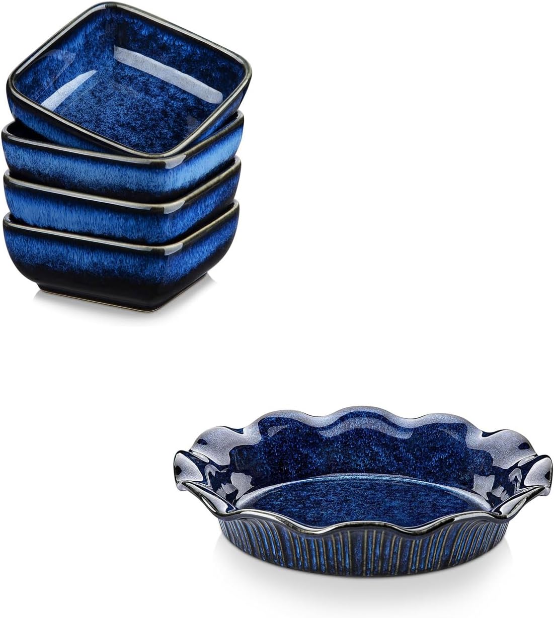 vancasso Stern 6 Oz Dipping Bowls Bundles 9 Inches Ceramic Pie Pan for Baking