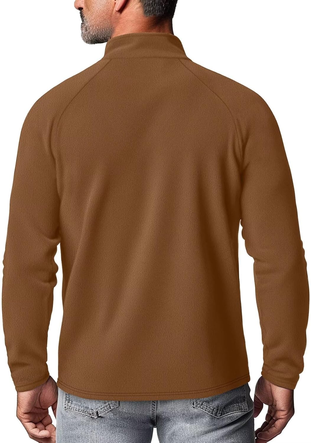 Zengjo Mens Quarter Zip Thin Fleece Pullover Shirt Lightweight 1/4-Zip Mock Neck Sweatshirt Thermal BaseLayer - Image 2