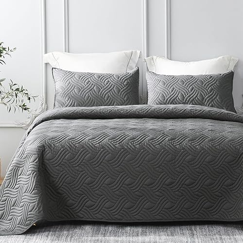 Miniatura 8 de Whale Flotilla - Juego de colcha suave de microfibra, ligera, para cama (patrón de ondas) para todas las estaciones