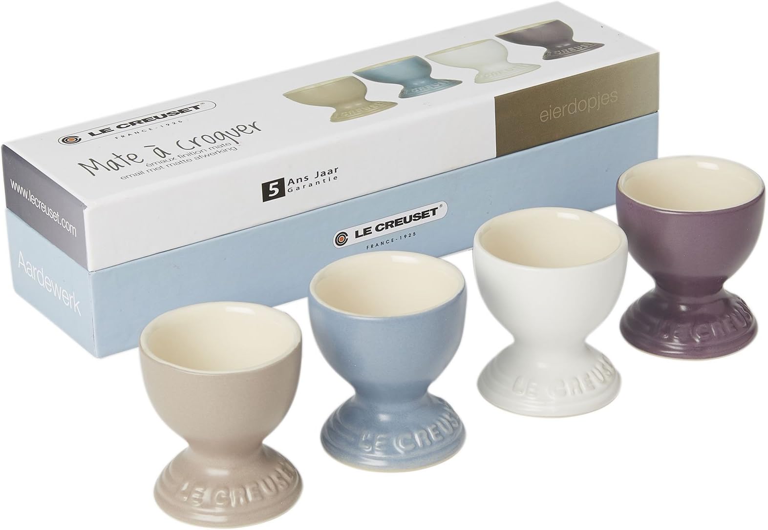 Le Creuset Set of 4 Egg Cups-Matte, Stone, 23.6x6.6x5.8 cm