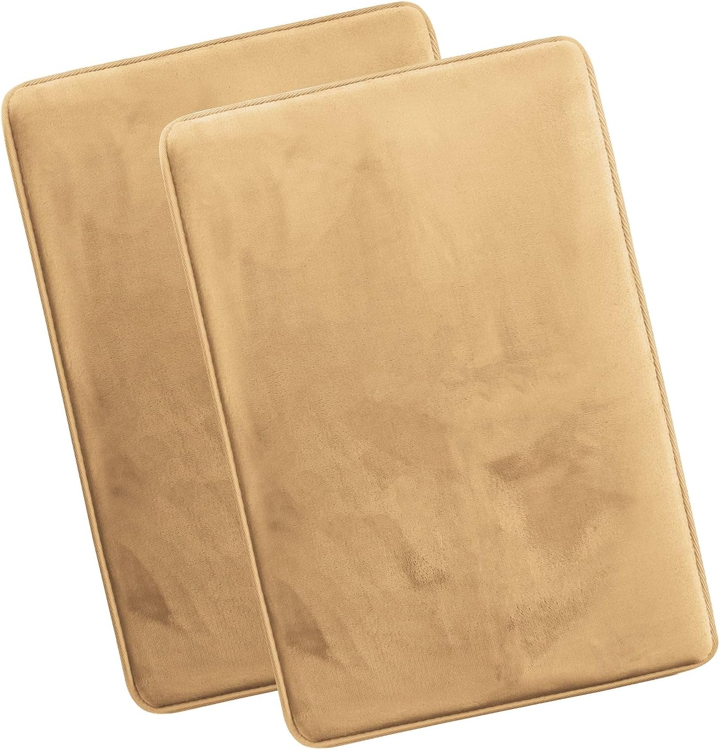 Nestl Set of 2 Bath Rugs, Absorbent Memory Foam Bath Mat Bathroom Rugs, Gold, Large 20"x32"