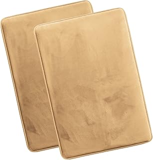 Nestl Set of 2 Bath Rugs, Absorbent Memory Foam Bath Mat Bathroom Rugs, Gold, Large 20"x32"