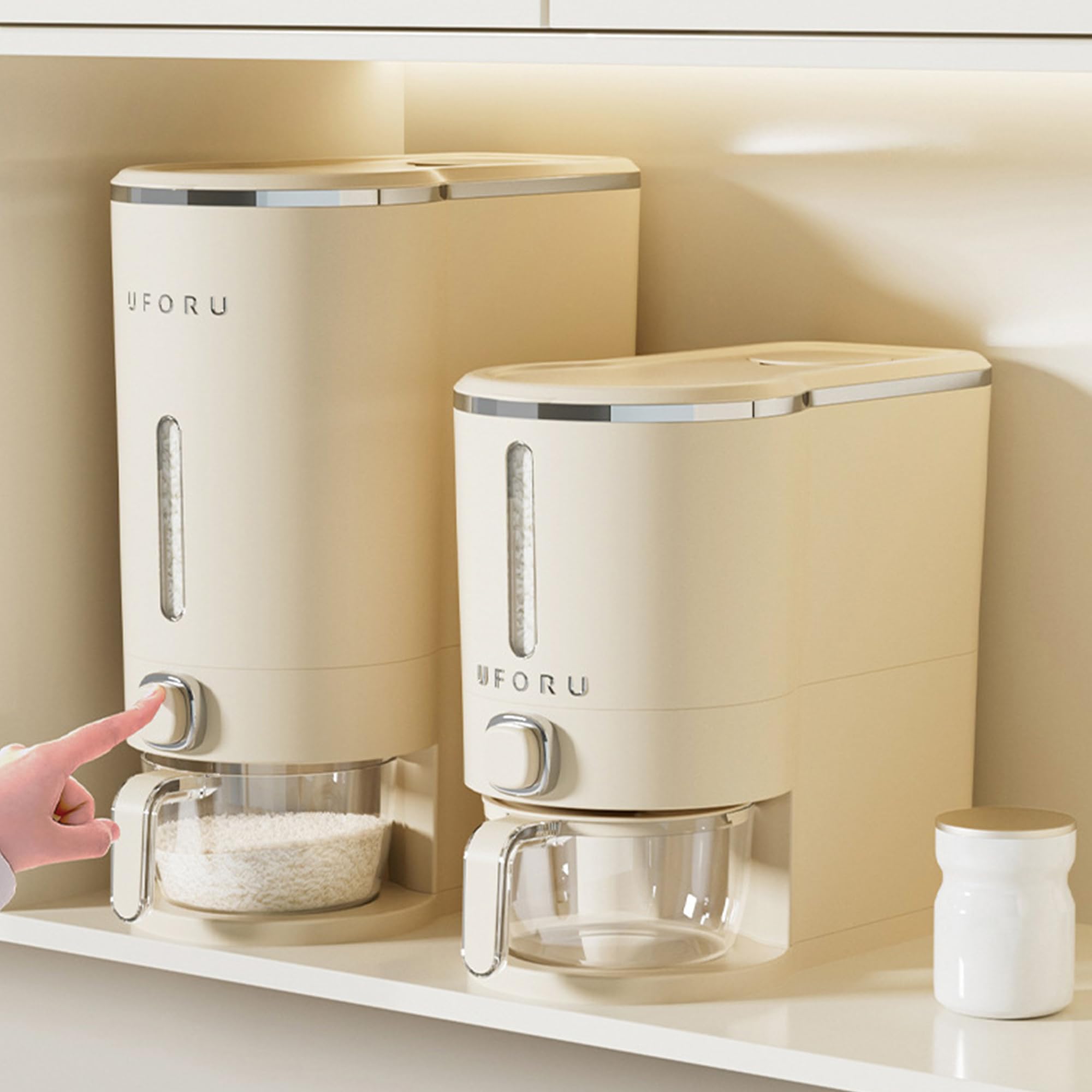 Dispenser con Ciotola per Riso 5KG Sigillata Secchio per Cereali A Prova di Insetti e Umidità Contenitore per Alimenti Stoccaggio Secchi di Stocca Distributore con Coperchio Organizzazione di Cucina