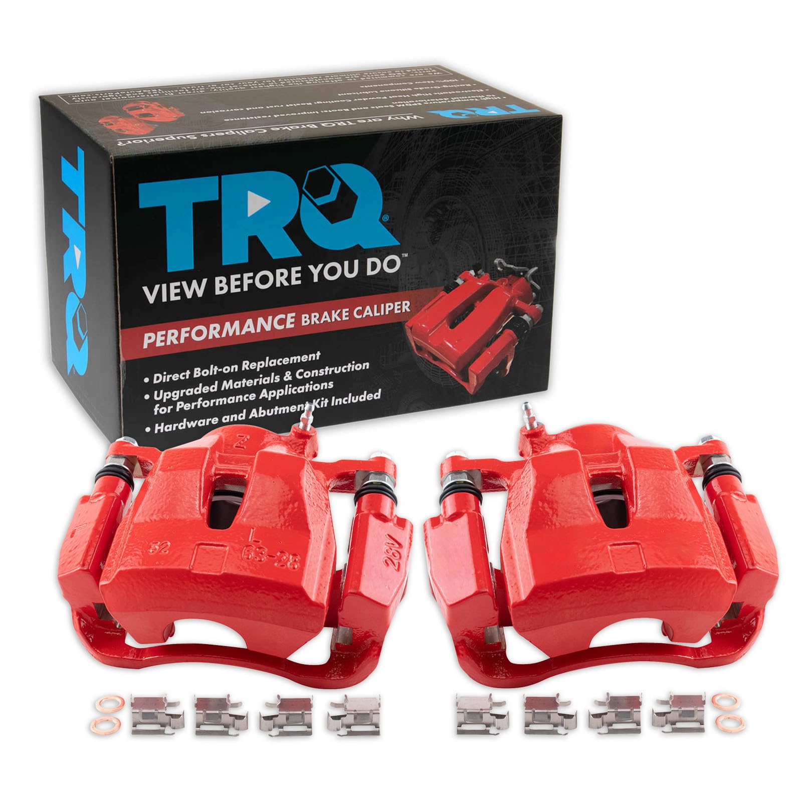 Sa@値下交渉OK！　TR16MBR308WH Amazon.com: TRQ Performance Front Brake Caliper Set Painted Red
